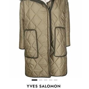 Yves Salomon Quilted Jacket in Olive Green